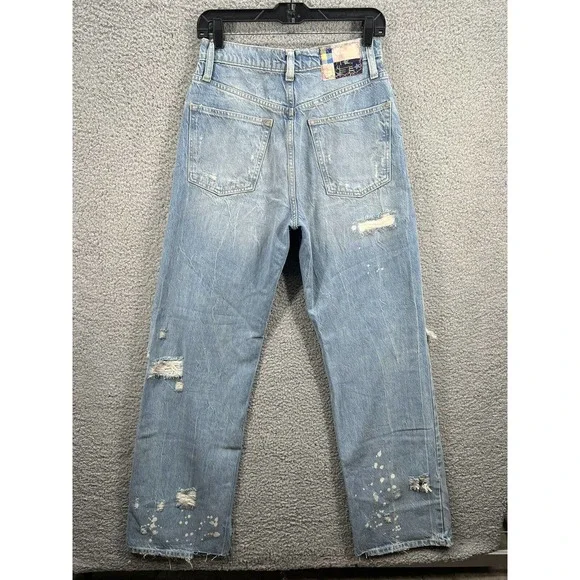 New Free People With The Band Relaxed Jeans LA Blue - Picture 7 of 12